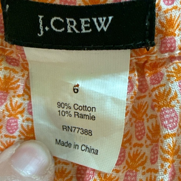 J Crew Women’s Size 6 Orange Sheer Top With Little Pineapples - Picture 4 of 6
